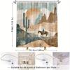 Vintage Cowboy Shower Curtain - Horseback Scene, Water-Resistant Polyester, 12 Hooks, Muted Earthy Tones, Landscape Theme