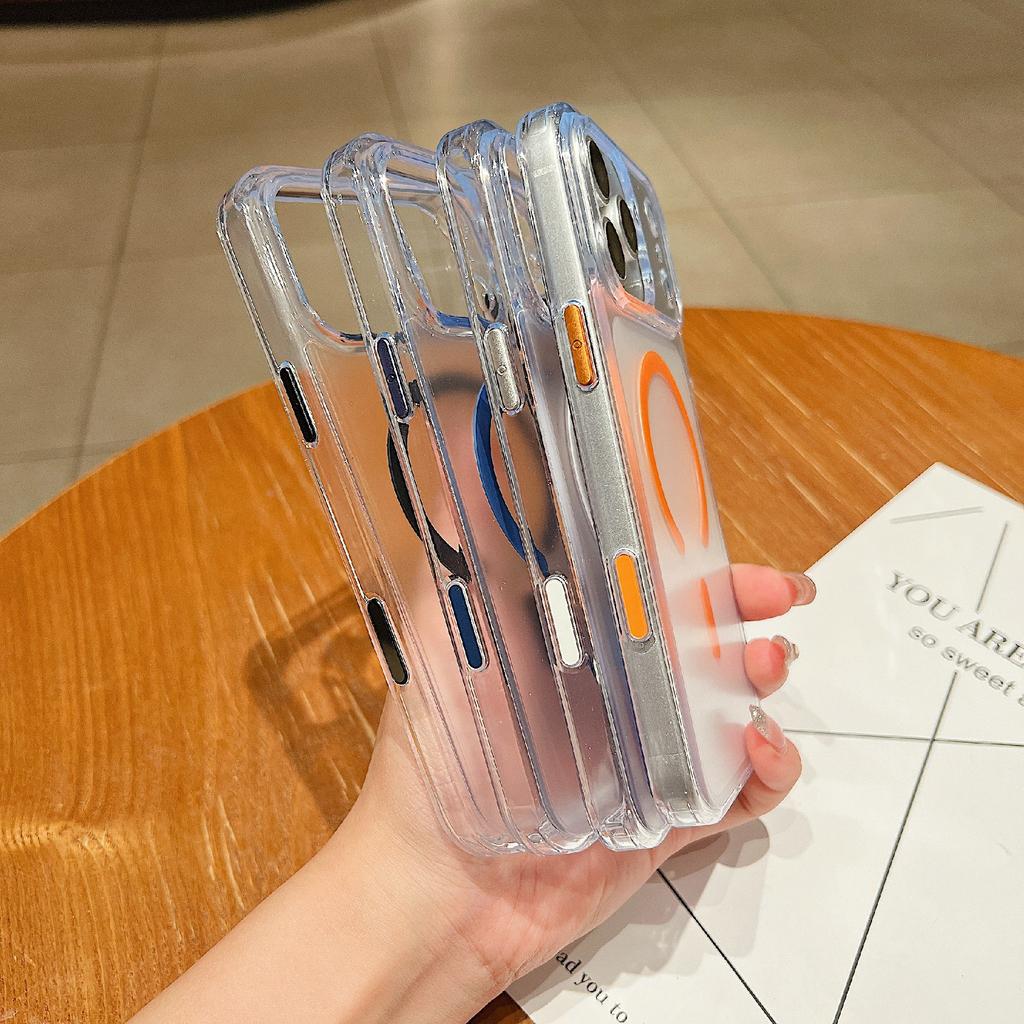 For iPhone 17 Pro Max Magnetic Case PC + TPU Matte Anti-Drop Phone Cover Compatible with MagSafe