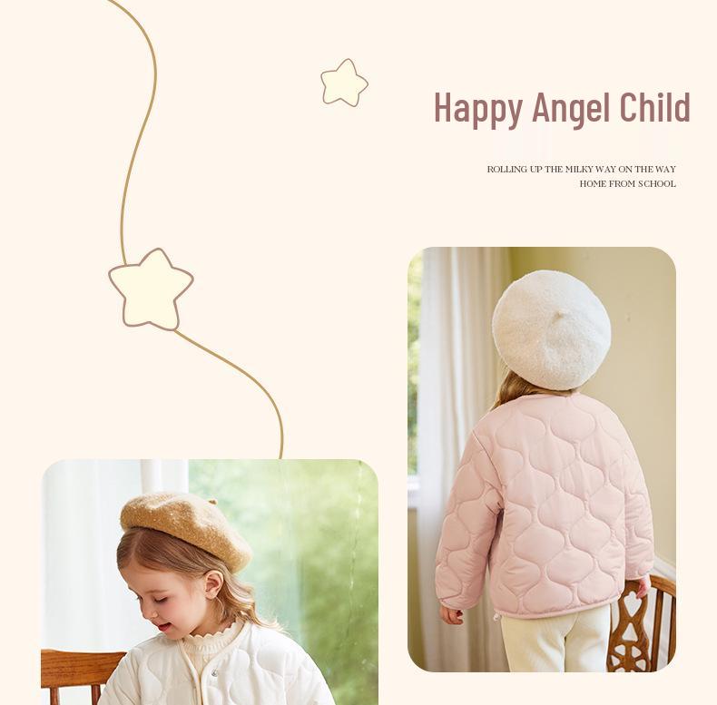 Antibacterial Jellybaby Children's Cotton Padded Jacket - Girls' Sweet and Warm Cardigan Top