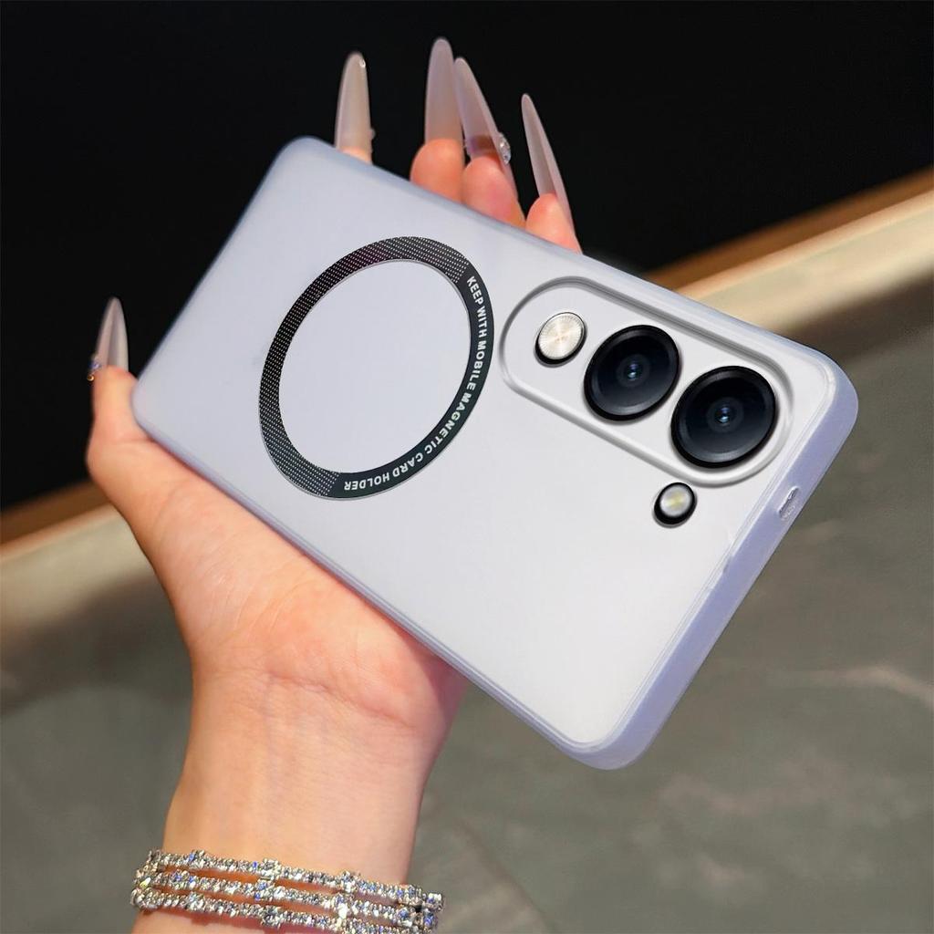Magnetic Semi‑Transparent Matte Phone Case for Vivo Y29t 5G,Y29s 5G,Y04,Y04s Soft TPU Shockproof Cover