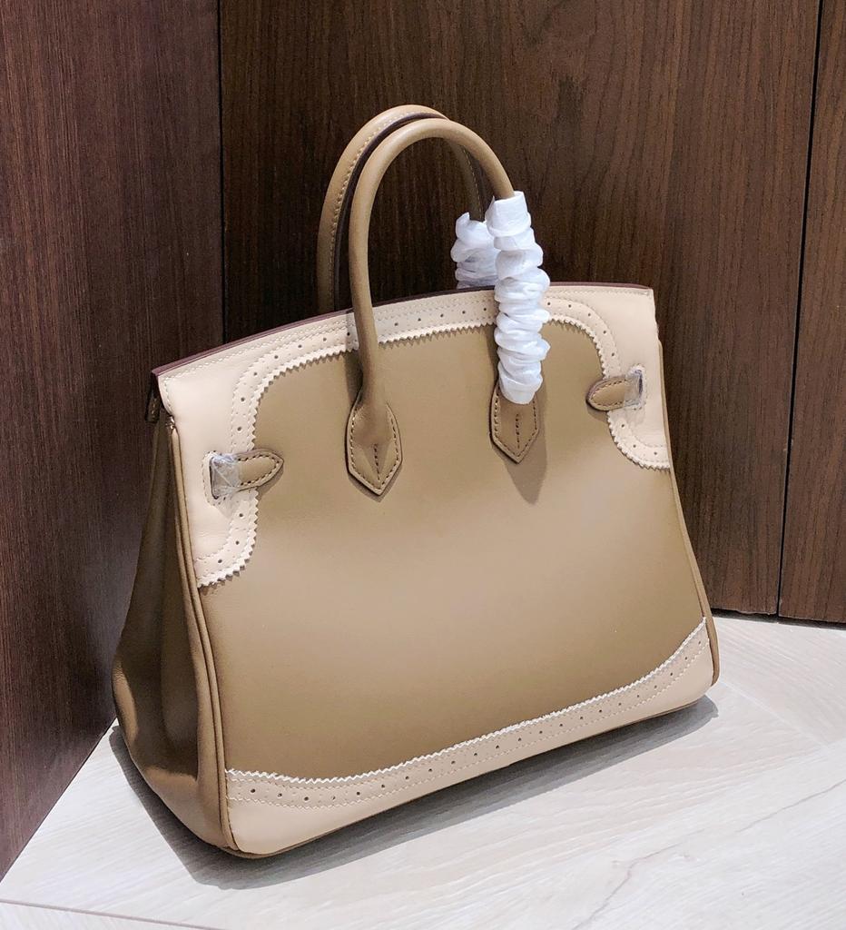 High-end Custom Top Layer Swift Cowhide Lace Edge Genuine Leather Women's Bag Patchwork High-end Handbag