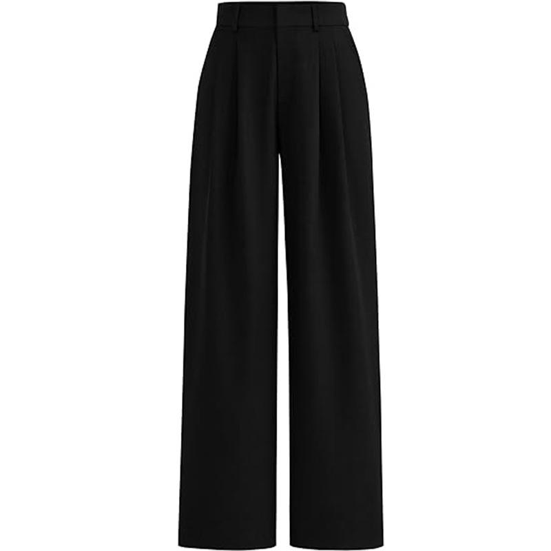 Women High Waist Straight Leg Loose Business Casual Wide Leg Suit Pants
