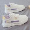 Contrasting color Korean version casual shoes women's 2024 autumn new leather surface is good to match women's white shoes college style thick basepl