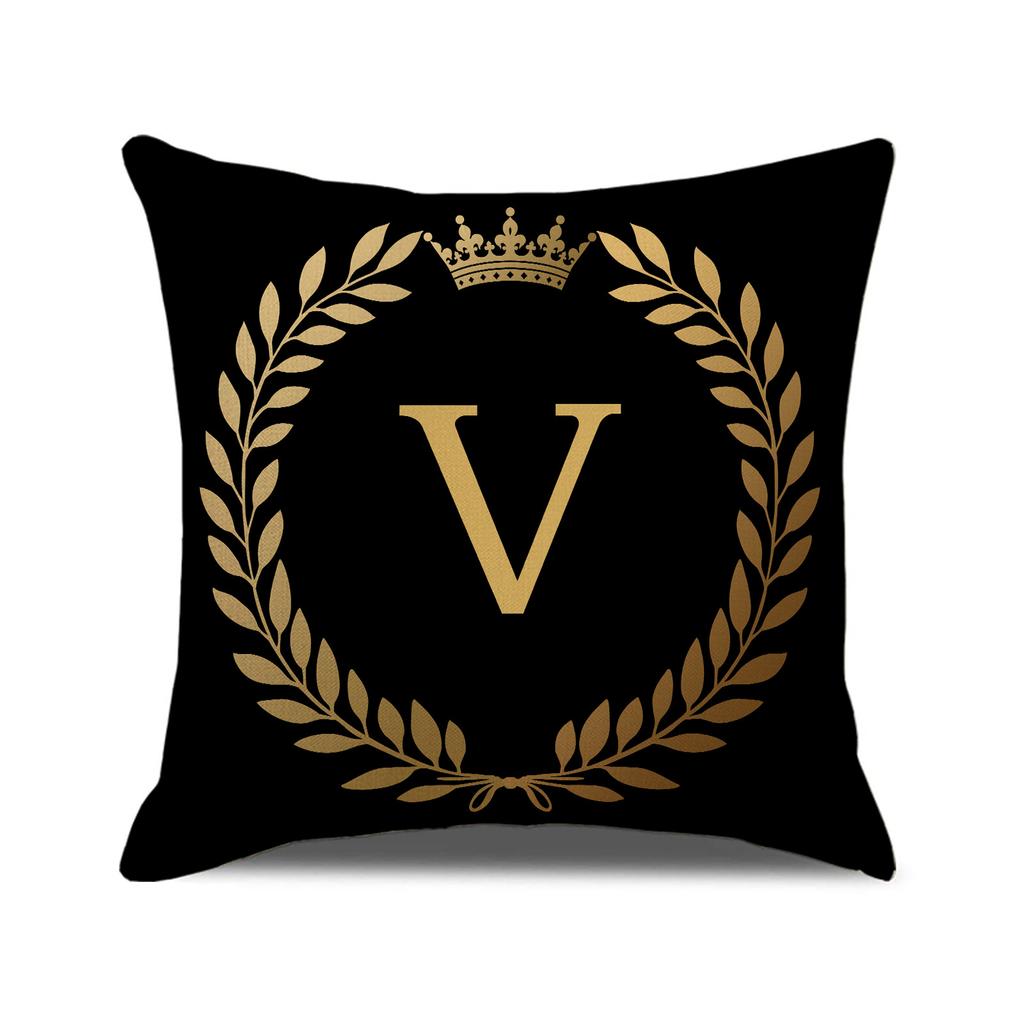 Valentine's Day Black Gold LOVE Letter Pillow Cover Home Decor Sofa Cushion Linen Printed Cushion