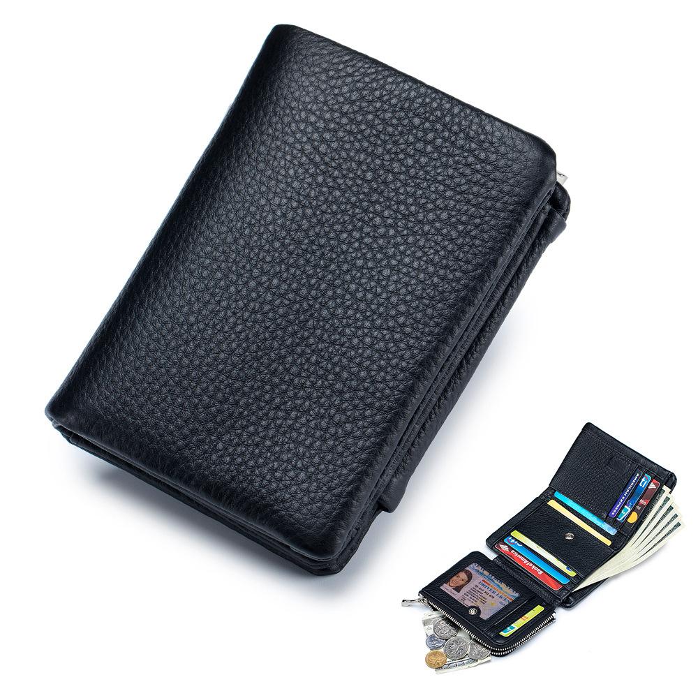 Women s wallet large capacity first layer cowhide three fold wallet soft leather short multi-card storage card bag wallet