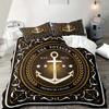 Anchor Pattern Duvet Cover and Pillowcase Set, Suitable for All Seasons Printed Bedding Set, Soft and Comfortable Bedding Set
