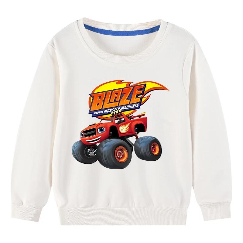 Spring and  Autumn Kids Blaze And The Monster Machines Cartoon Funny Sweatshirts Children's Hoodies Baby Pullover Tops Girls Boys Clothes