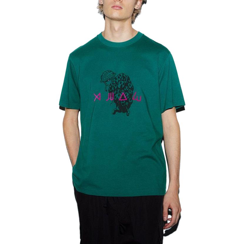 Uniqlo X Hunter Cartoon Anime Print Crew Neck Short Sleeve T-Shirt Unisex Tops Light-Green 470969-53