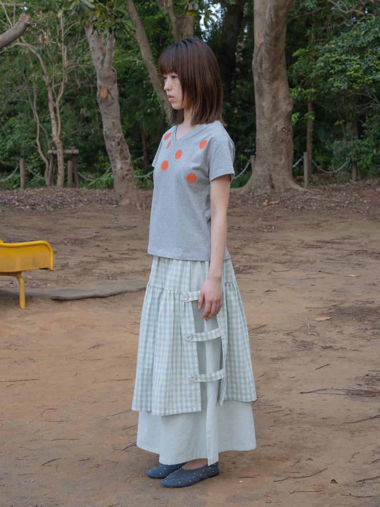 Pibeuseupibeuseu Pvs Dot V-Neck Tee / M. Gray