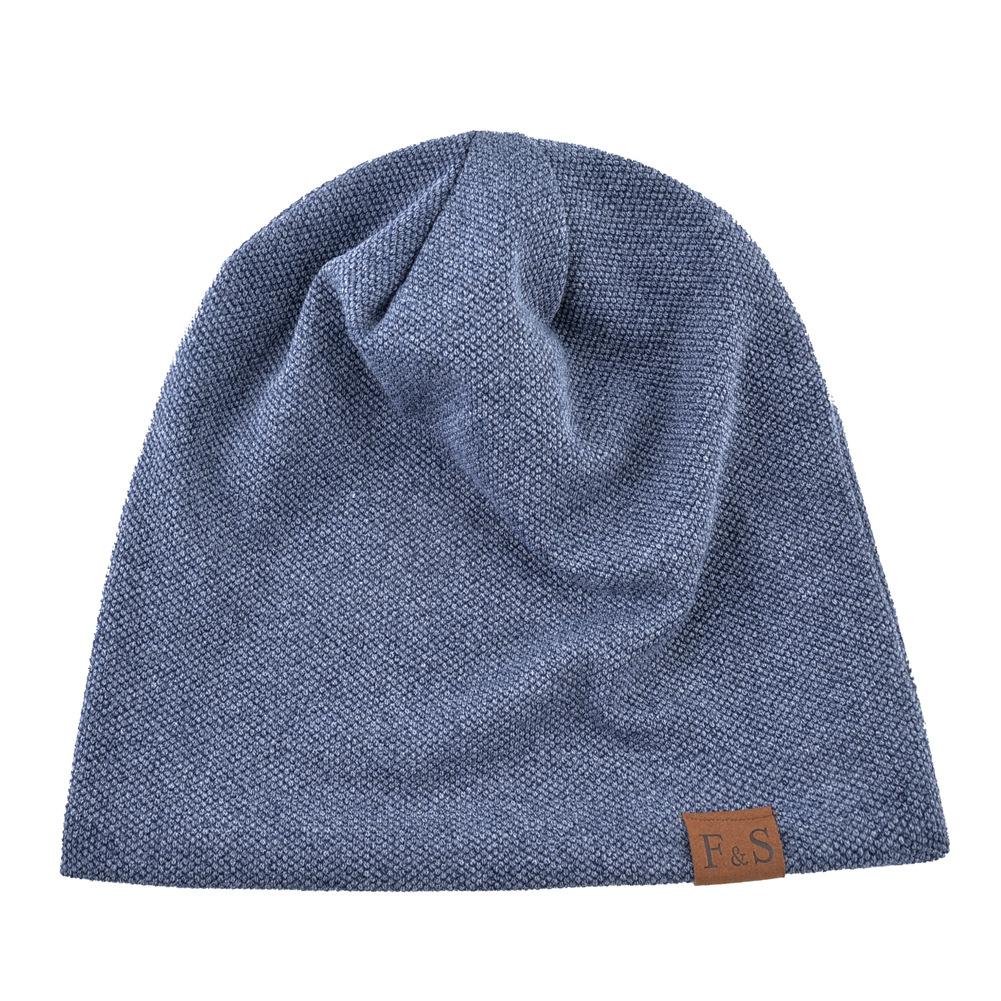 Men and Women Autumn and Winter Warm Solid Color Hat Loose Casual Outdoor Knitted Pullover Hat