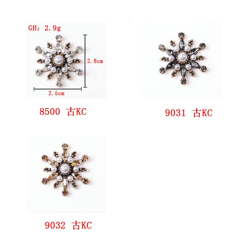 5Pcs/Lot Alloy Creative Rhinestone Gold Pearls Pendant Button Ornaments Jewelry Earrings Choker Hair Bag DIY Jewelry Accessories