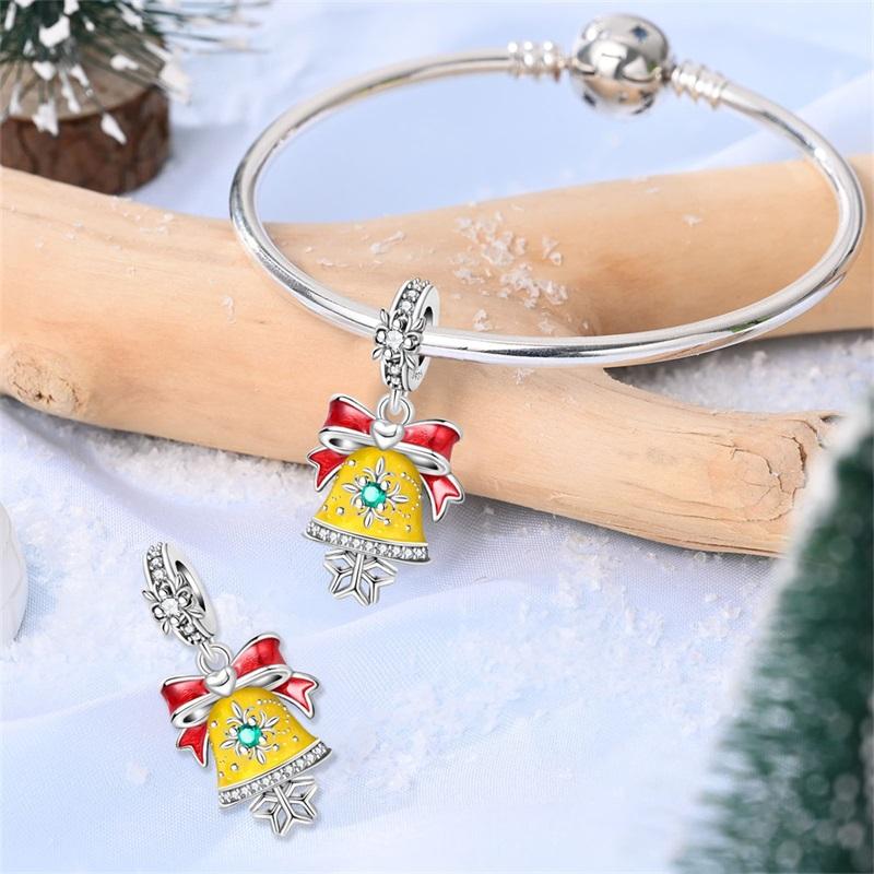 Copper Christmas Bells Good Fortune Pendants Charms Fits Genuine Charms Bracelet Women DoItYourself Jewellery Gifts