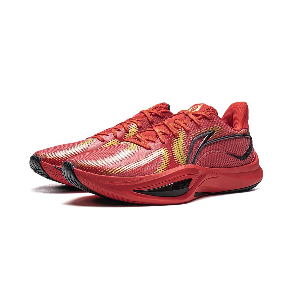 Li Ning Cushioning Slip Resistant Abrasion Resistant Breathable Rebound Grip Low top Basketball Shoes Men's Red ABAW007-3
