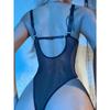 Ellolace Fetish Latex Bodysuit Lace Up Gothic Black Body Silicone Bodycon Tops Chain Night Club Outfit Leather Pvc Bodies