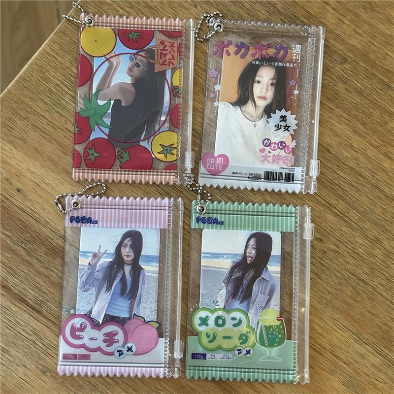 1 Piece 3-Inch Idol Photo Card Protective Cover Card Holder Chain Candy Bag Ins Card Holder Transparent Photocard Holder