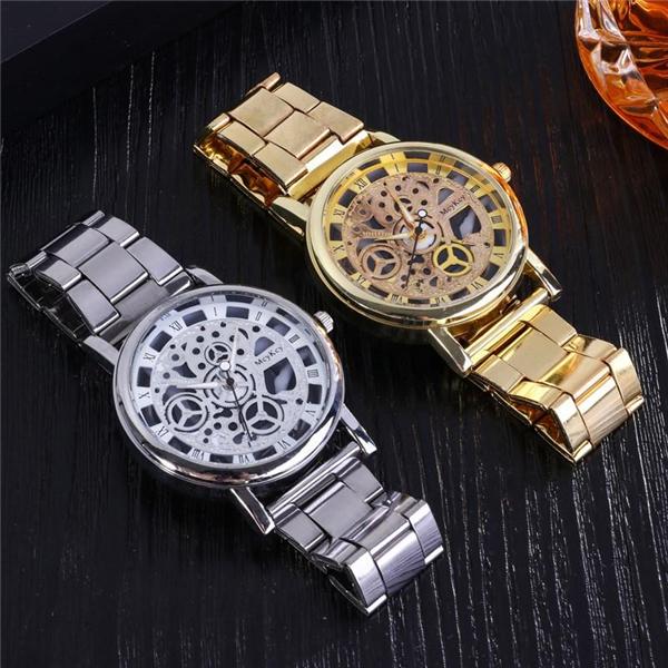1PC Casual Business Watch Hollow Mechanical Gear Watch Men's Quartz Watches Fashion Gift