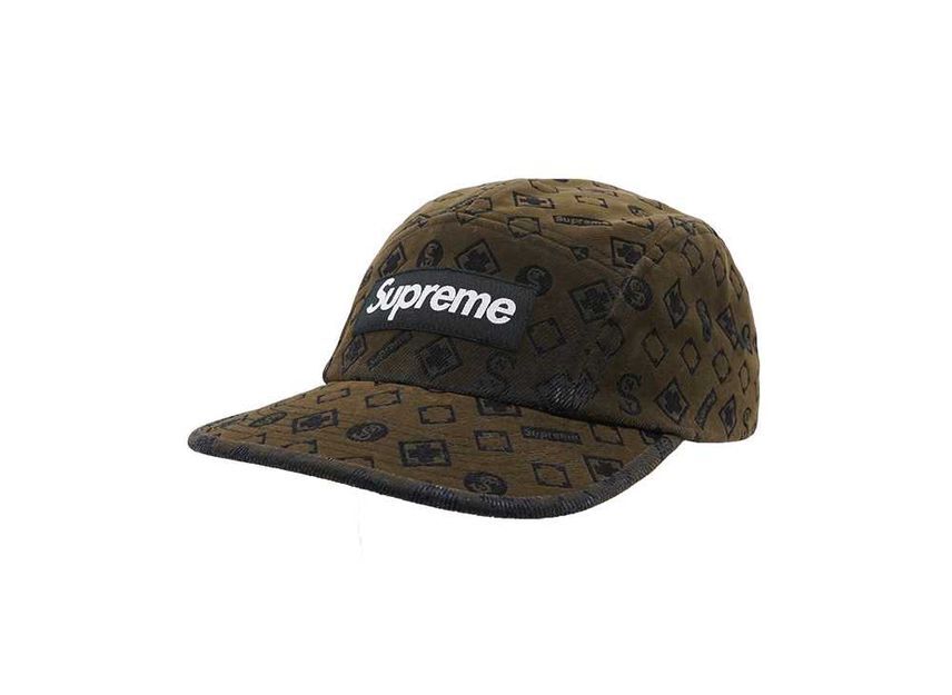 Supreme Flocked Denim Camp Cap Black One-Size
