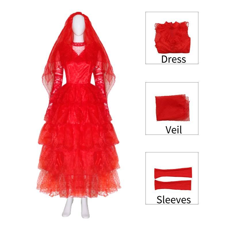 

Жук Сок Фильм Лидия Красное Свадебное Платье Косплей Костюм Наряд на Хэллоуин Костюм XXL