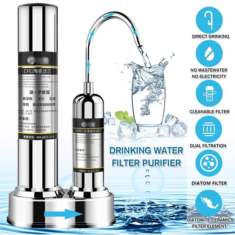 Household Kitchen Countertop Drinking Water Purifier Ceramic Activated Carbon Filter System Purifying Machine 11.8*9.45 inch