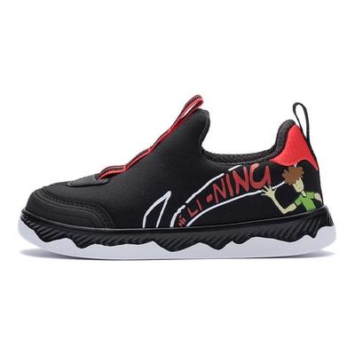 Li Ning Kids Sports Soft Comfortable Non-Slip Wear-Resistant Low-Top Sneakers Kids Sneakers Black YKNR148-1