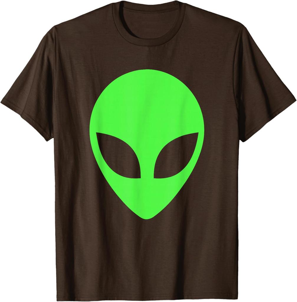 Green Alien Head Graphic Tee Breathable Cotton Casual Trip T-Shirt for Men
