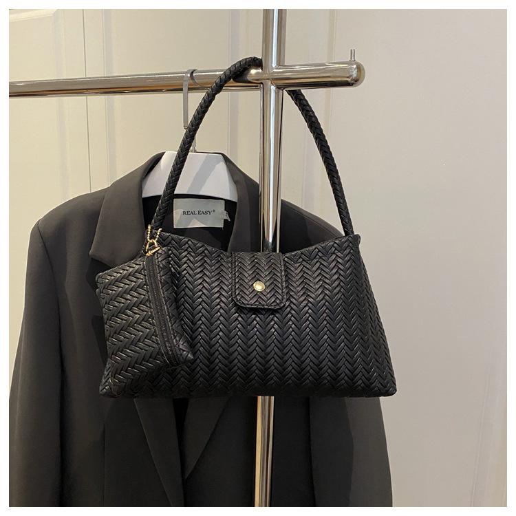 Elegant 2025 Women's French Woven Underarm & Shoulder Bag - Light Luxury Baguette Style