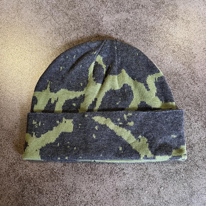 Y2K Print Knitted Hat Autumn And Winter Street  Unisex Warm Personal Versatile  Niche Beanies