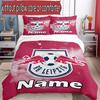 3-teiliges Bettbezug-Set (1 * Bettbezug + 2 * Kissenbezug, ohne Kern), Benutzerdefiniertes Namens-RB Leipzig-Muster Bettwäscheset, Heimschlafzimmer Dekor Geschenk