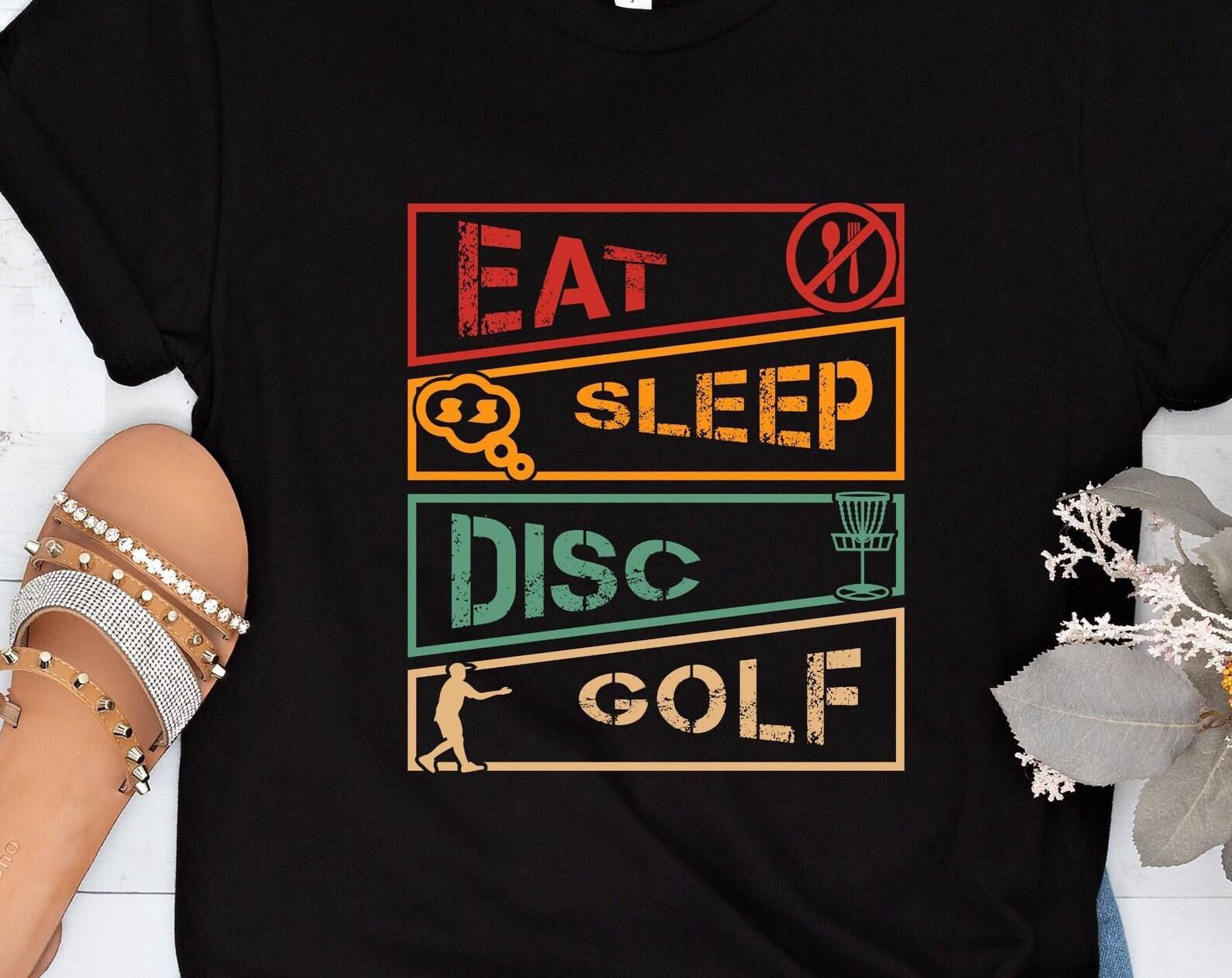 Eat Sleep Disc Golf tshirt, folf shirt, frisbee golf, 4 colors, disc golf lover 3XL