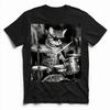 Vintage Cat Drummer T-Shirt Retro Music Tee Funny S-5XL
