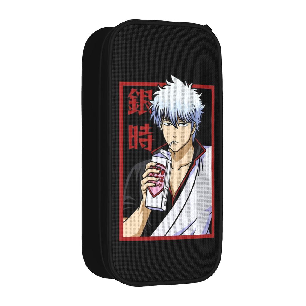 Gintoki Gintamas Pencil Case Fun Anime Pen Box Bag Student Large Storage Office Cosmetic Pencilcases