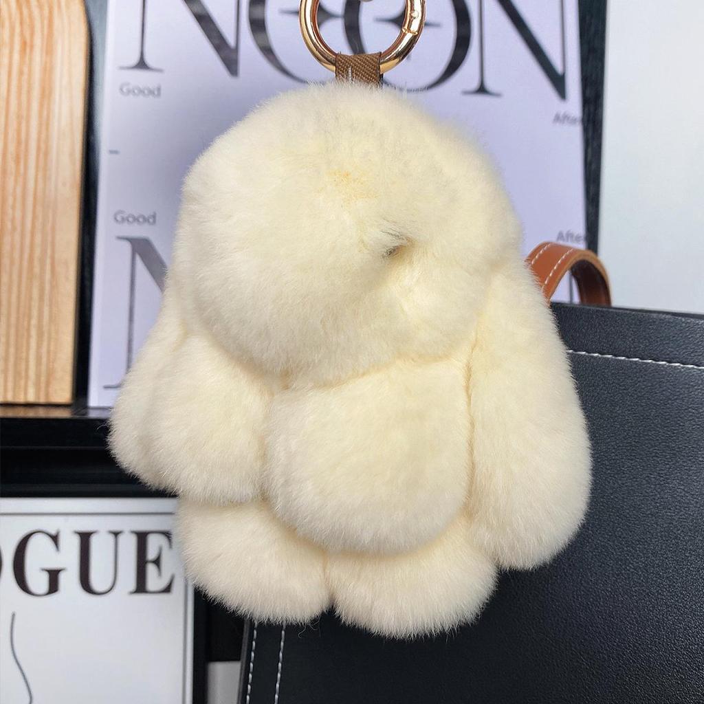 Mini Rex Rabbit Fur Pom Pom Keychain Bag Charm Keyring