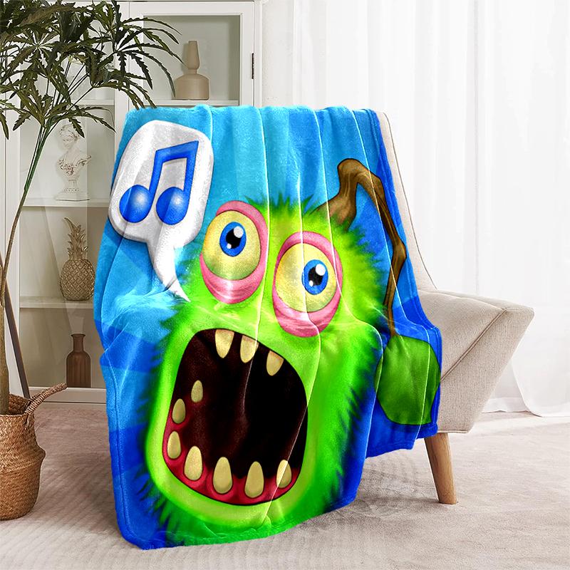 1 Stück Decke My Singing Monsters Aufdruck, Leichte Decke für Sofa, Bett - Weich & Warm, Geschenk für alle Jahreszeiten wie Weihnachten, Halloween