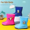Children's Cartoon Rubber Rain Boots with Cotton Lining