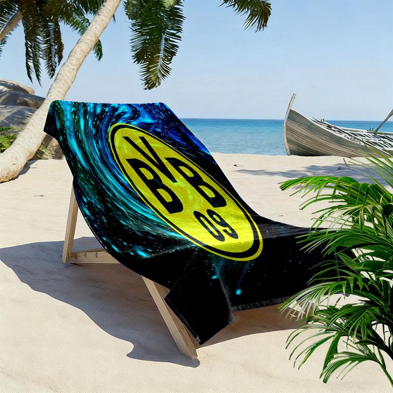 Vibrant BVB Logo Dynamic Background Beach Towel Outdoor Camping Beach Towel for Vacation Photos Quickdrying Swim Towel Swim Seaside Beach Comfort