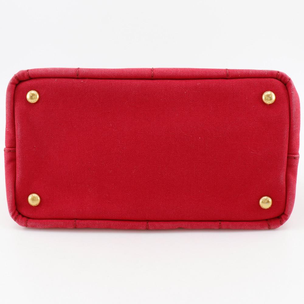 PRADA Canapa Tote Mini Handbag 2WAYShoulder Red canvas Women Used