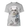 Summer 3D Printing Animal Cute Ferret T-shirt Men Women Casual Fashion Short Sleeve Oversized Round Neck Tees Children T Shirts