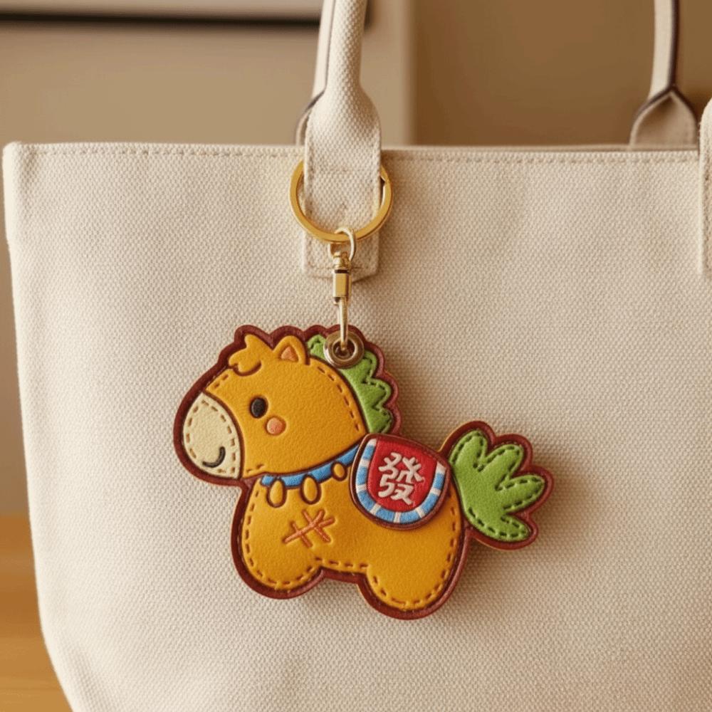 Leather Horse Pendant Cartoon Chinese New Year Gift Cute Horse Keychain  Year of The Horse