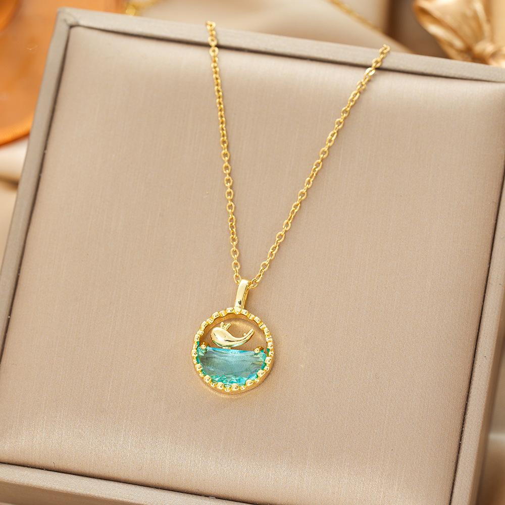 

Exquisite Light Luxury Full Diamond Titanium Steel Collarbone Necklace Women Fashion Trend Pendant