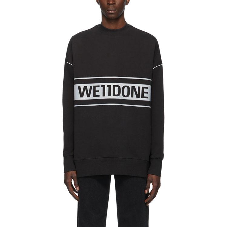 WE11DONE Reflective Logo Pullover Black Unisex Tops WD-SS5-19-048-BK