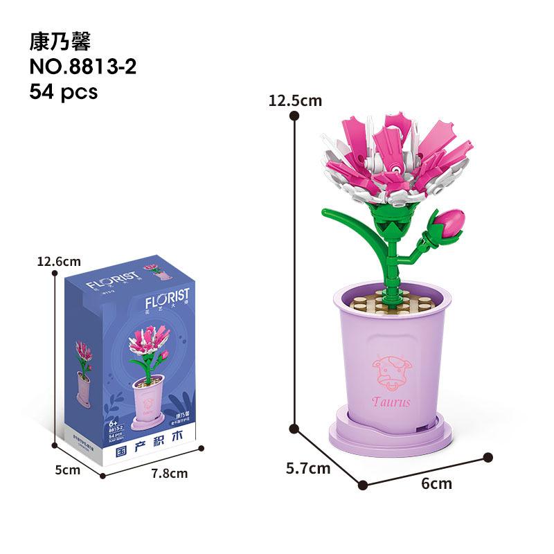 Bouquet Flower Bricks Construction Set Micro Particle Building Block Toy for Children Girl 6 to 10 Year Old Block Assembling Toy
