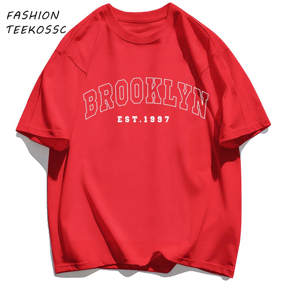 Brooklyn Est 1997 City Usa Printing Men TShirt Summer Casual T Shirts AllMatch Crewneck Tops Oversized Soft Streetwear