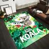 Cute Koala Cartoon Carpet - Jungle Green and Floral Print Design Suitable for Use As an Anti-slip for Living Room Bedroom Sofas