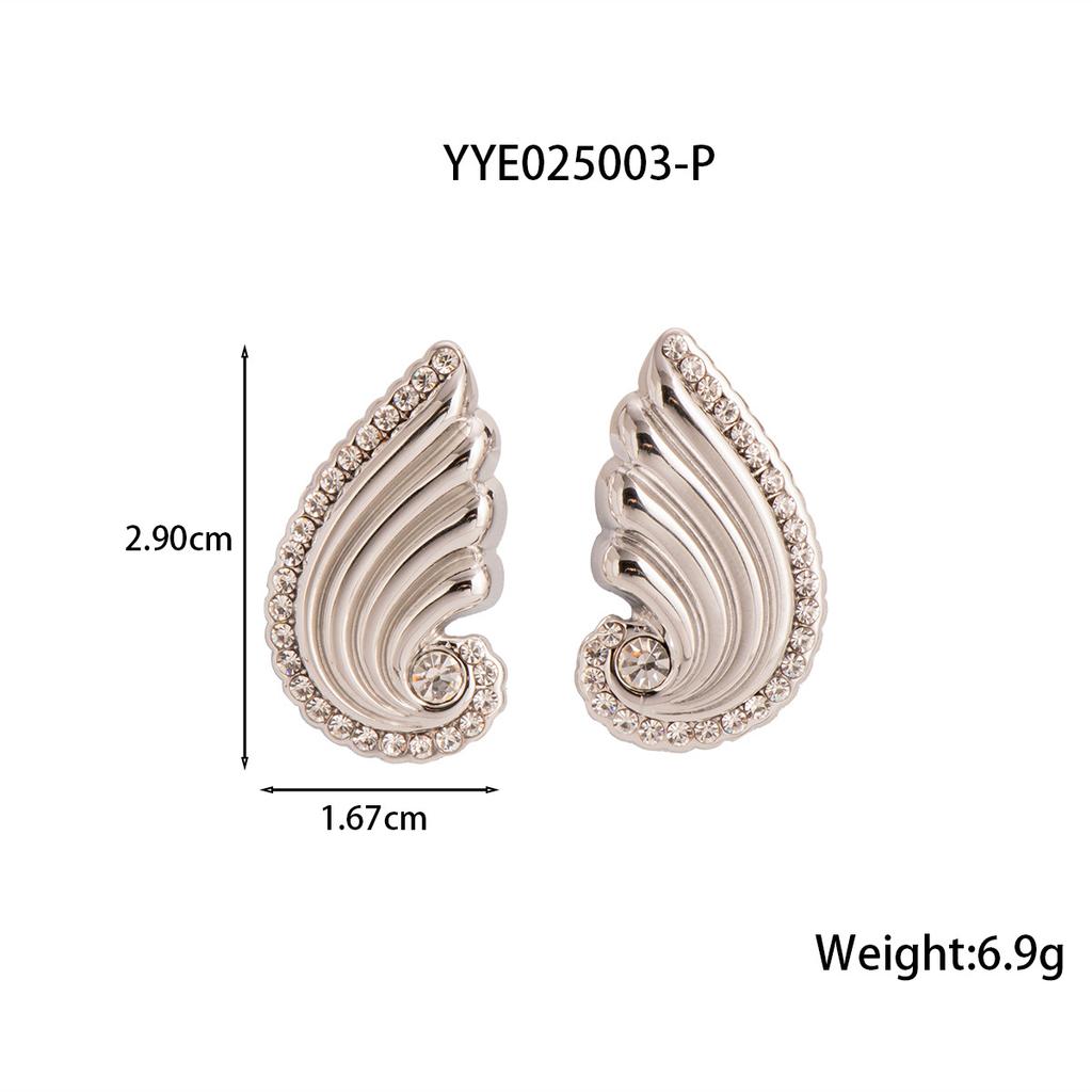 Edelstahl Flügel Ohrringe für Damen Gold Silber Farbe Eingelegte Diamant Stecker
