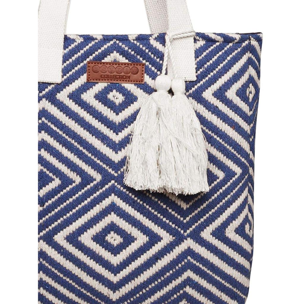 Blue Diamond Textured Cotton Tote Bag