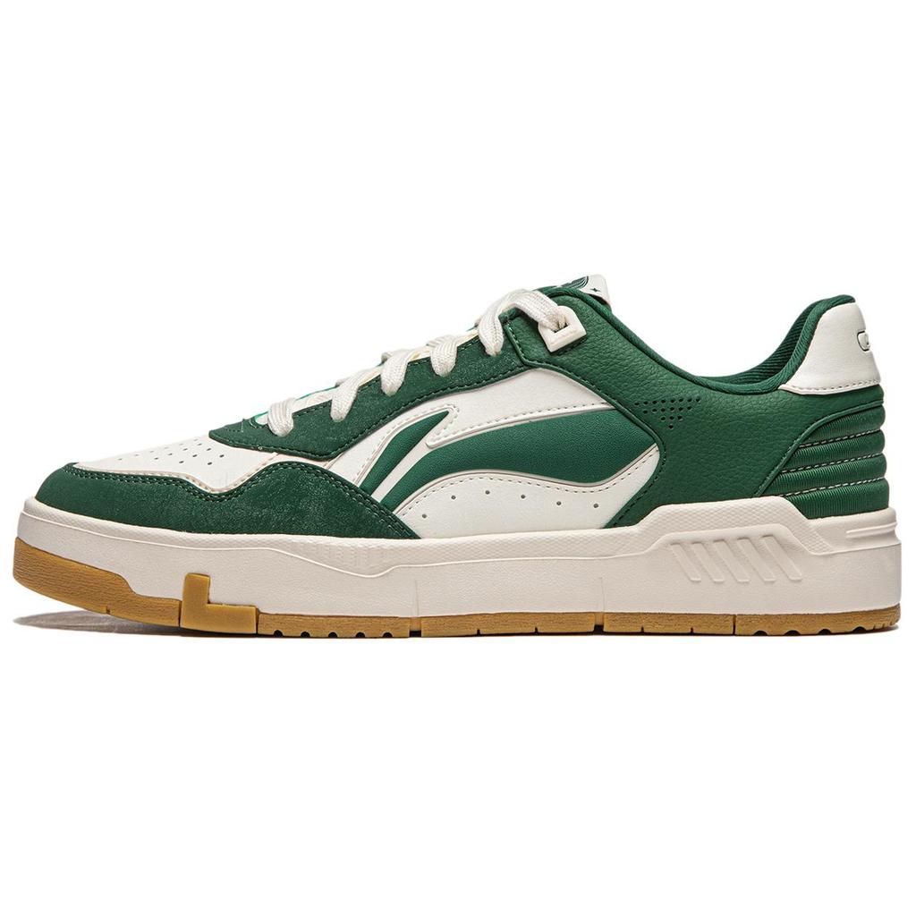New LiNing Common 80s Anti Slip Wear Resistant Low Top Skateboard Shoes Men's Green White AGCU087-1