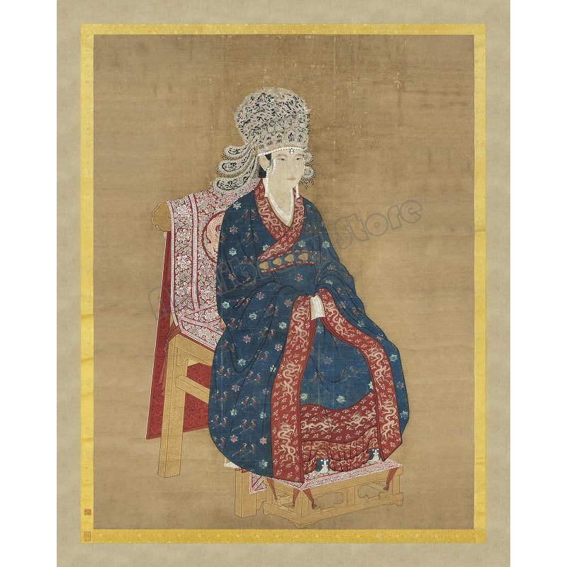 Vintage Chinesische Kaiser in traditioneller Tracht Asiatisches Porträt Poster Leinwandgemälde Wandkunst Bilder Heiminnendekor Geschenk