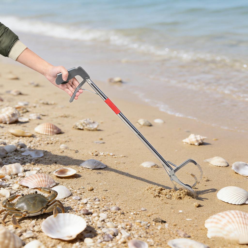 75Cm Stainless Steel Crab Tongs Snake Catcher Folding Eel Clamp Non-Slip Grip Seafood Handling Tool Crab Fishing Gear Reptile