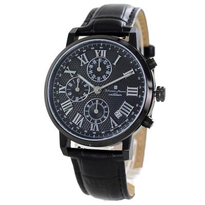 Chronograph Watch with Date Calendar and Leather Strap Men's [No. 5]