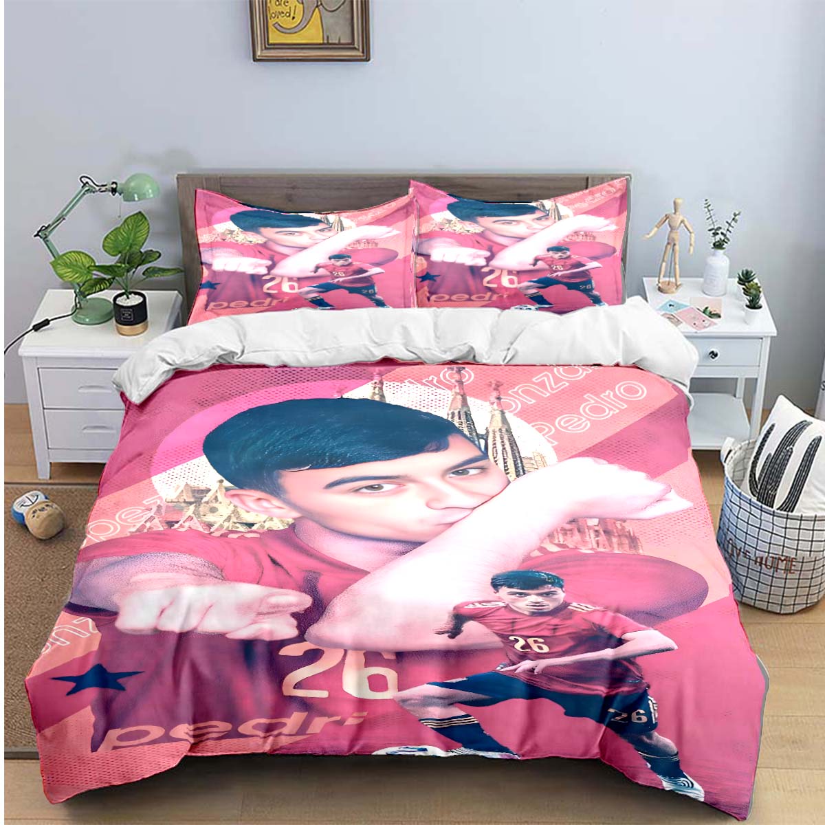 

Spain Fashion Football Star P-Pedri Print Bedding Sets Bed Supplie Set Comforter Set Teens Girls Twin Single Kid Gift US King(264*228cm)3pcs